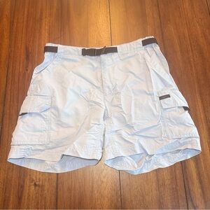 REI Women’s Lt Blue Belted Nylon Hiking UPF 50+ Size 10 Cargo Shorts Pockets